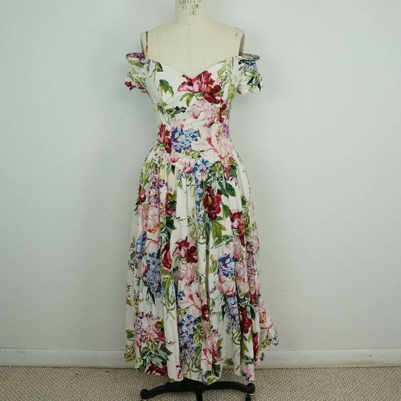 Vintage Dresses & Skirts - Vintage 90s Floral Dress Off Shoulder
